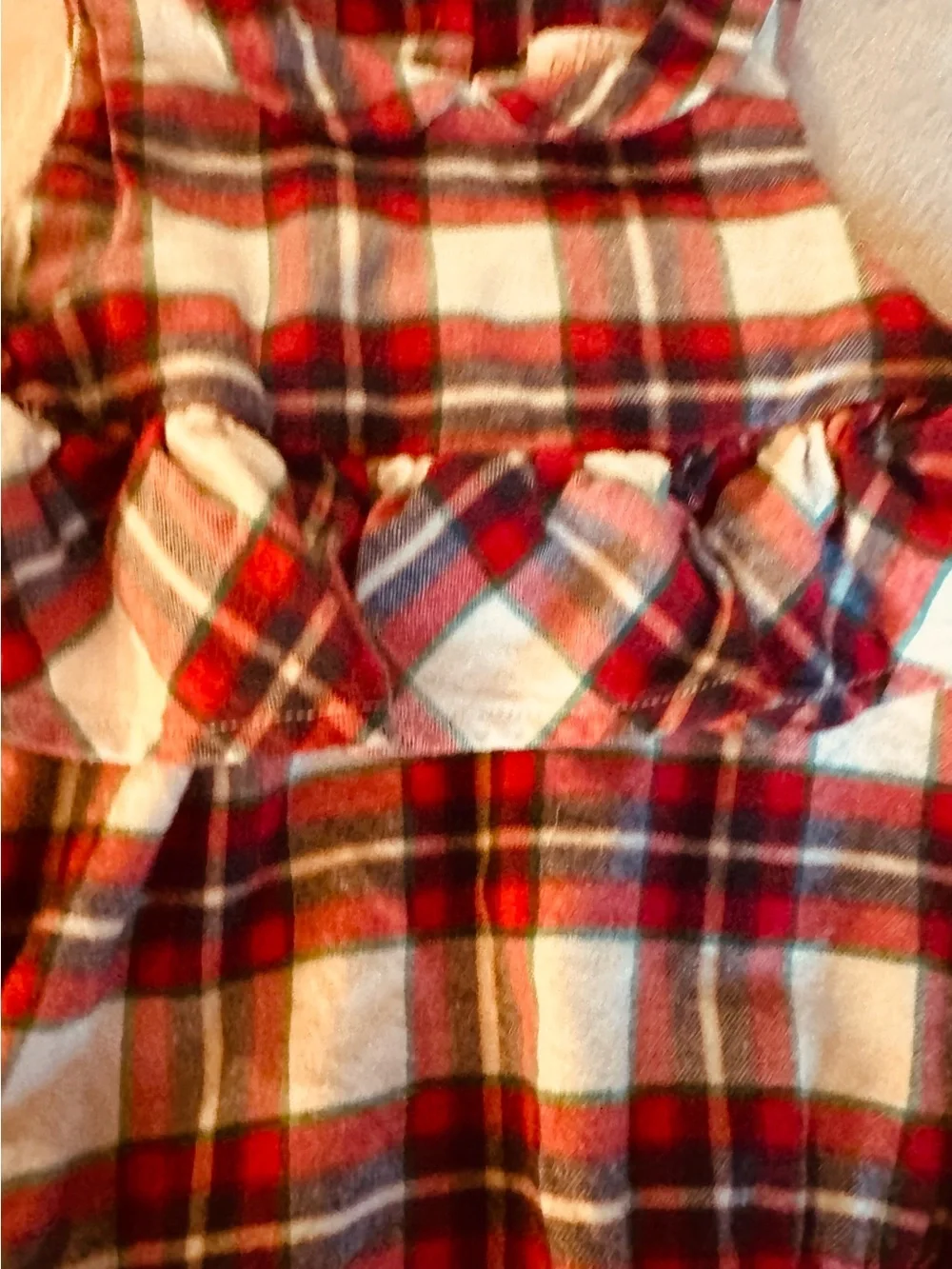 Cat & Jack Red, Green & Cream Plaid Baby One-Piece